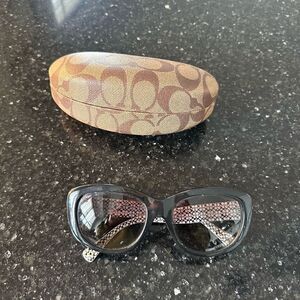 Coach New York Women's Black White Plastic Framed Darcy Designer Sunglasses
